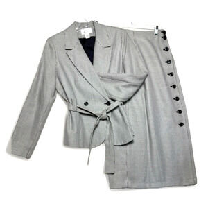 Vtg Double Breasted Suit Women's Size 10 Blazer Pencil Skirt Houndstooth NWOT